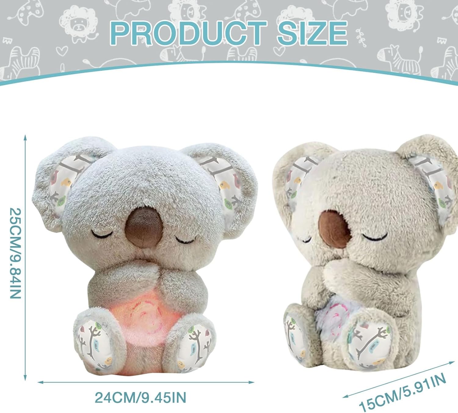 Gyaimxfu Koala para Aliviar La Ansiedad,Nutria Bebe Dormir,Peluche Ansiedad Dormir,Bebé Durmiendo Koala Juguete Animal Muñeca con Música Luces Y Movimientos De Respiración Rítmicos Ayuda para Dormir