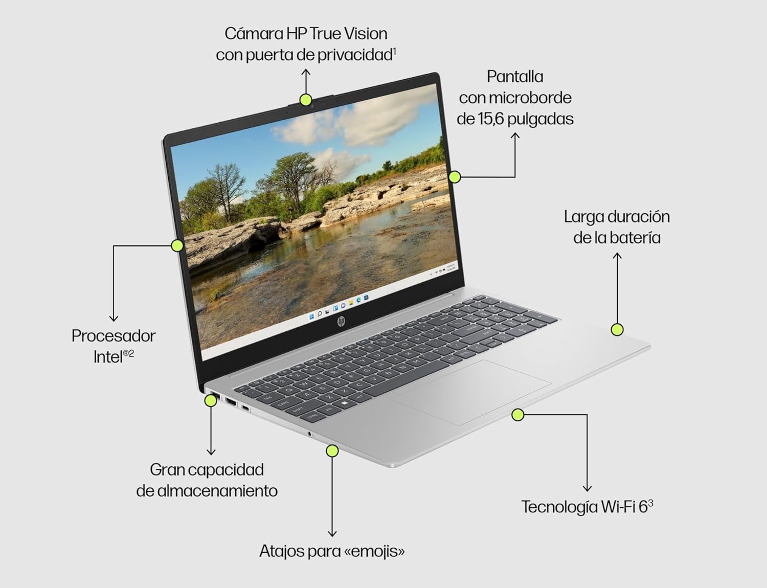 Imagen del producto - HP 15-fd0052ns - Ordenador portátil de 15.6" Full HD (Intel Core i5-1334U, 16GB RAM, 512GB SSD, Intel Iris Xe Graphics, Windows 11 Home) Silver - Teclado QWERTY Español