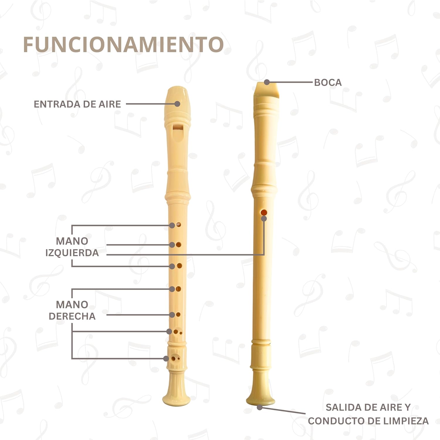 Imagen del producto - Pack Flauta Dulce Soprano con Limpiador Flauta Escolar, Tabla de Dedos y Funda Flauta Escolar Tipo Estuche de Color Verde. Flauta Escolar Para Principiantes y Niños.