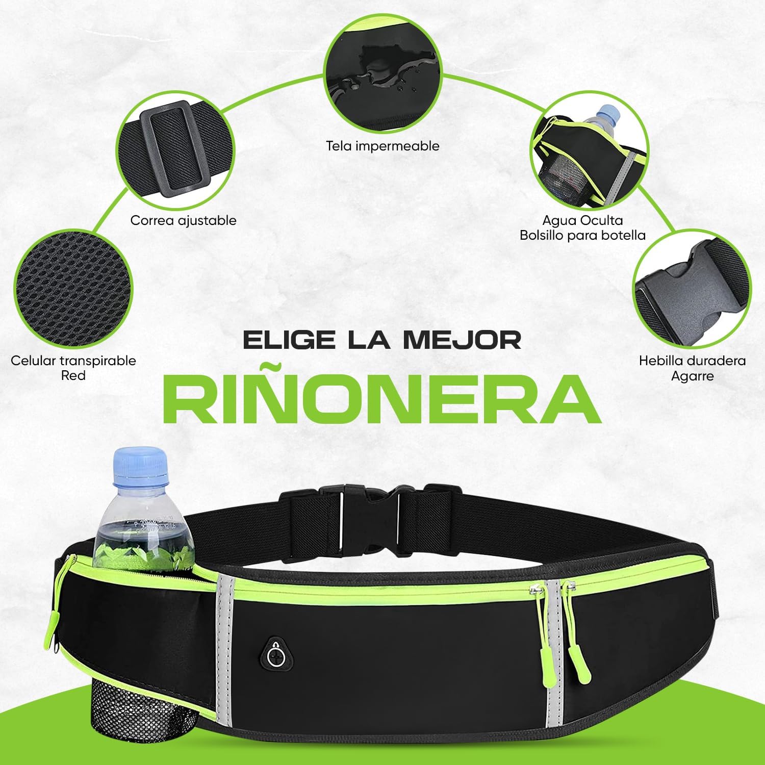 Imagen del producto - DURADAI Riñonera Running + Funda de Silicona para Toalla + Pulsera de Silicona | Porta Movil Running Ideal | Cinturon Running Hombre Impermeable Senderismo