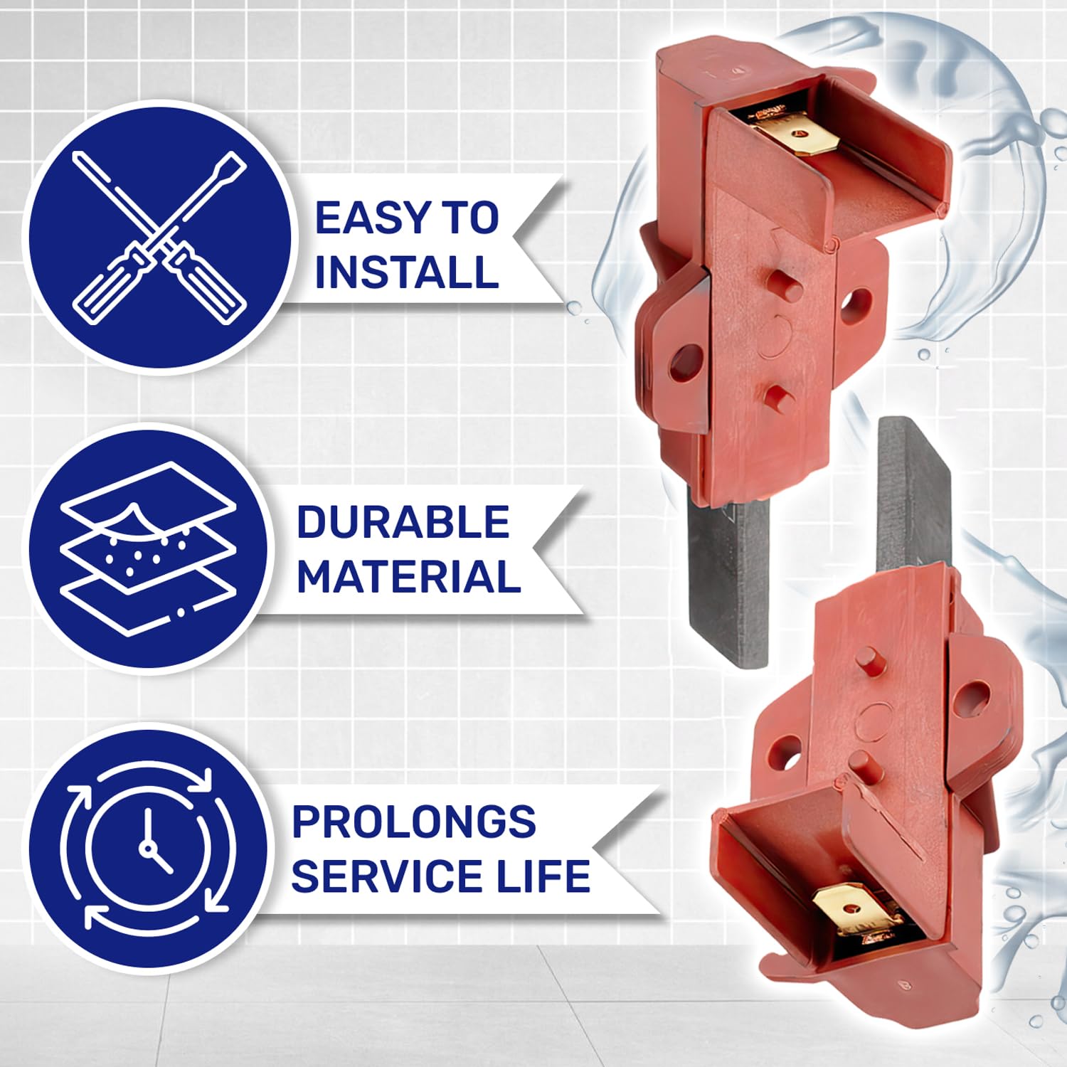 Imagen del producto - 2 Piezas Escobillas Carbon para Motor Lavadora 5 x 12,5 x 32 mm con Código Original C00196539 C00047317 C00140557 C00142207 para Ariston para Indesit - Garantía de 10 Años - MONTERAL