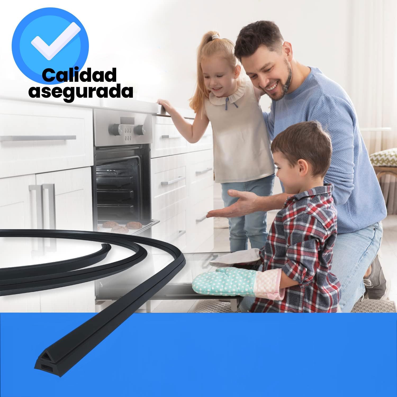 Imagen del producto - Anakel Home Repuesto Junta Puerta Horno Compatible con Horno Teka, Balay... | Goma Universal, Largura Recortable | Incluye 6 Ganchos de Fijación, Color Negro, 170 cm