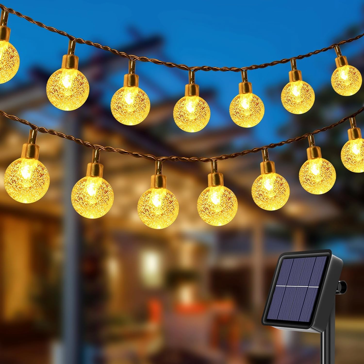 Ilumina tu Hogar con litogo Guirnaldas Luces Exterior Solar: 20M 60 LED para Jardín, Patio y Fiestas