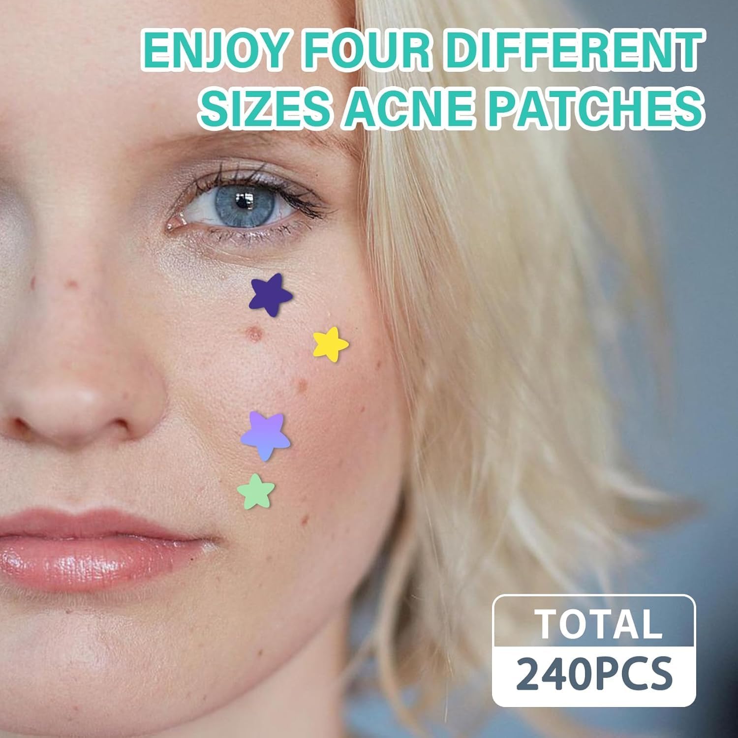 Imagen del producto - Parches Granos 240 Piezas - Pimple Patches Estrella Hidrocoloides Con Aceite Árbol De Té Y Ácido Salicílico, Utilizar Día y Noche Acne Patch, para el Acné Espinillas Puntos Blancos