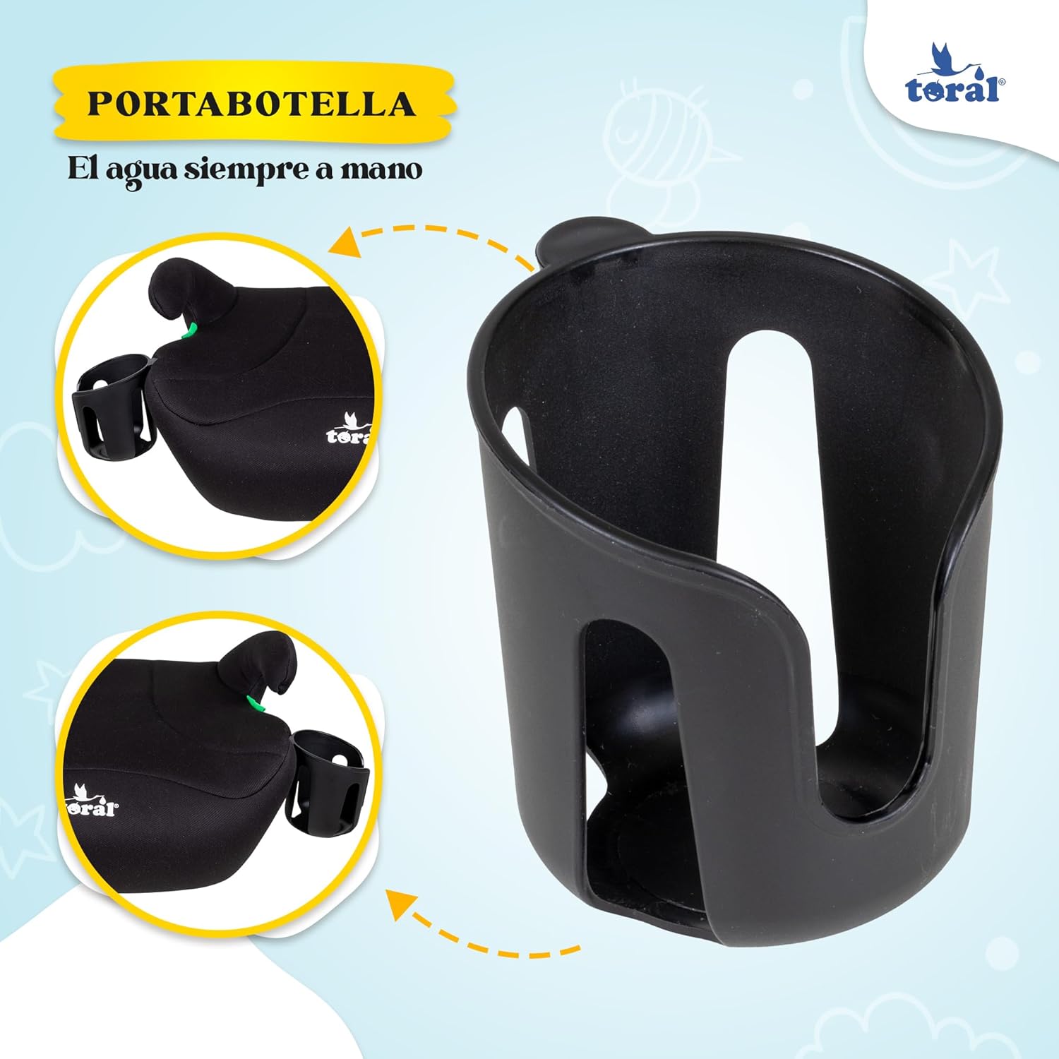 Imagen del producto - Toral - Alzador Coche Niño Isofix i-Size - Asiento Elevador Coche Niño con Isofix - Se puede utilizar también sin Isofix - Silla Coche grupo 1 2 3 - Modelo Mónaco Negro