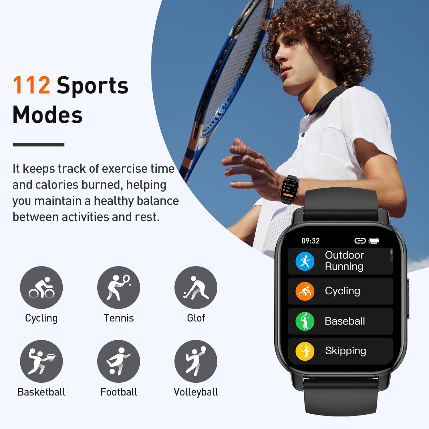 Imagen del producto - Reloj Inteligente Hombre Mujer, 1.85'' Smartwatch Hombre con Llamadas Bluetooth, 110+ Modos Deportivos Pulsera Actividad con Pulsómetro, Sueño, Impermeable IP68 Smart Watch Para iOS Android, Negro