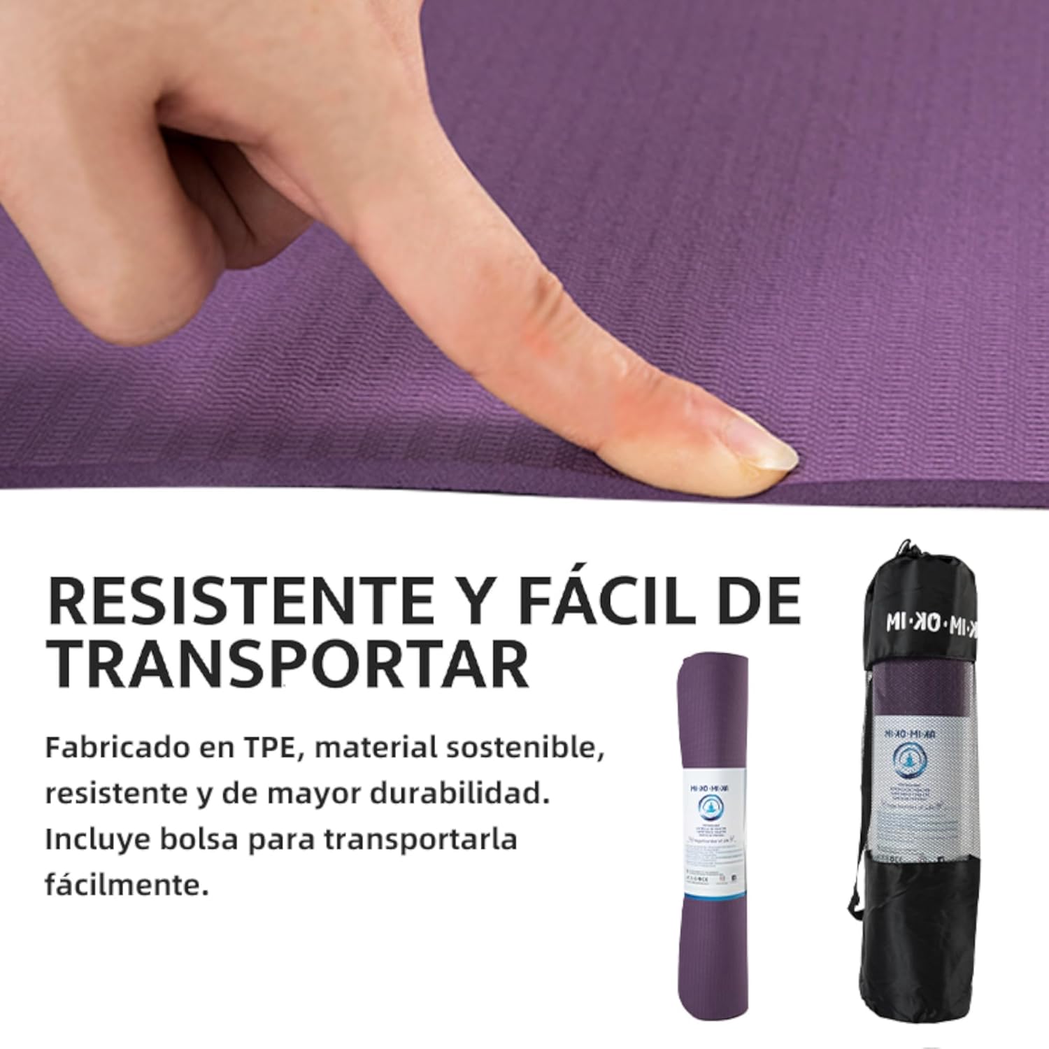 Esterilla Yoga Premium - Antideslizante con Correa y Bolsa para Gimnasio y Casa