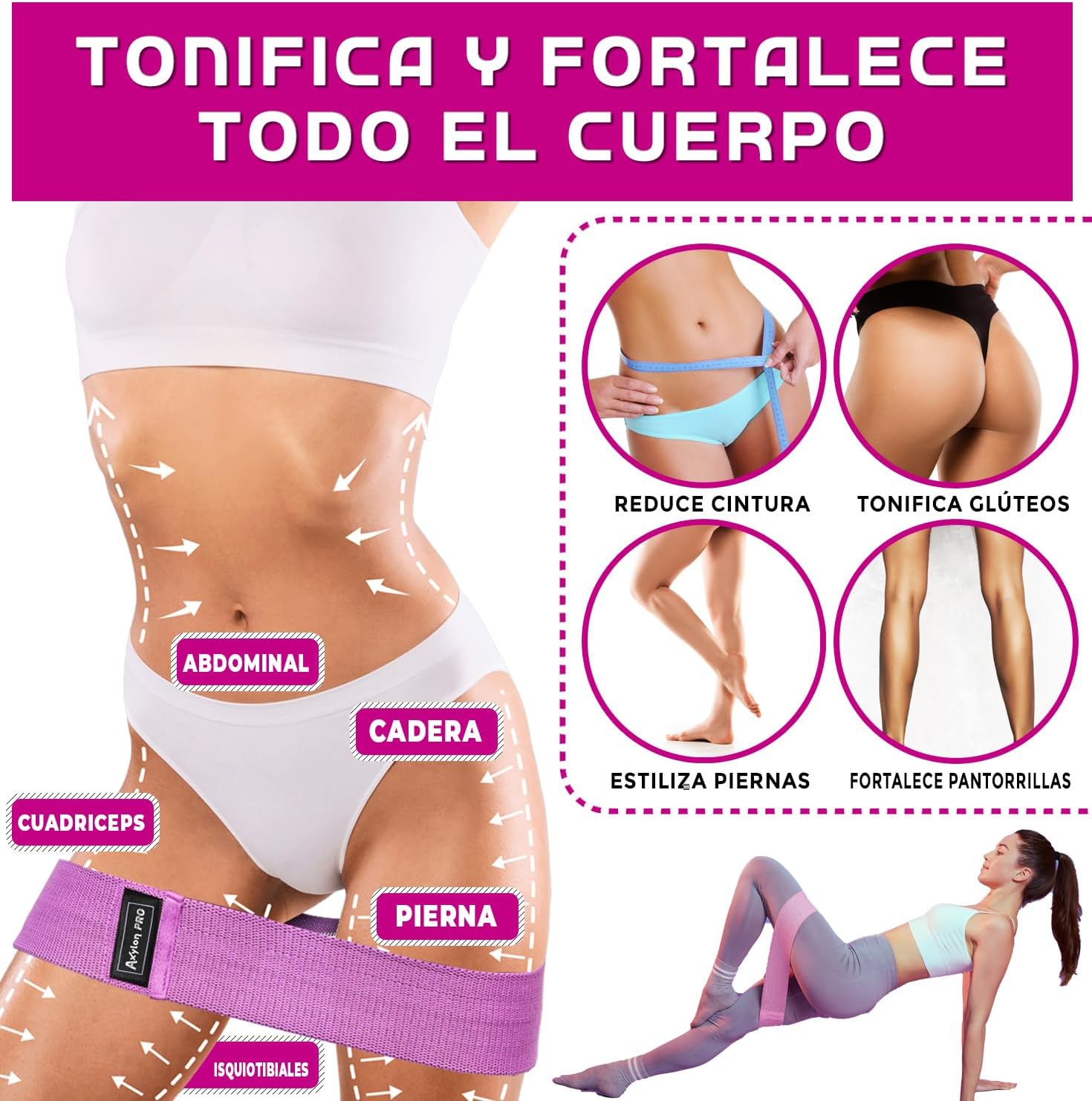 Imagen del producto - AXYLONPRO – Bandas Elasticas Musculación – Set de 5 Bandas de Resistencia Algodón (2 Largas + 3 Cortas) + 2 Guias Ejercicios + Bolsa Transporte – Cintas Elasticas Musculación – Cinta Elastica Fitness