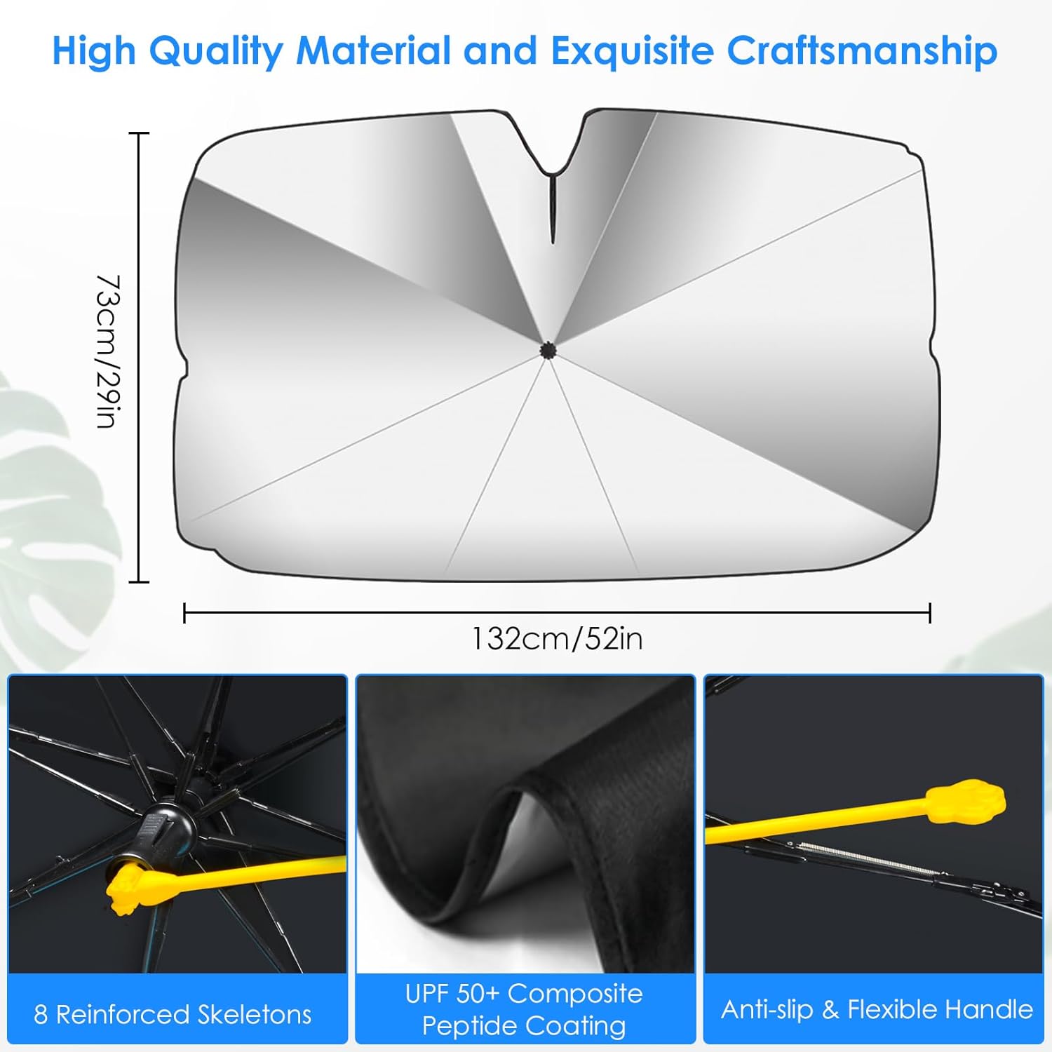 Imagen del producto - Qoosea Parasol para Parabrisas de Coche, Plegable Parasol Delantero para Coche Sol Sombra Resistir a Los Rayos UV, Parasoles Cubierta de Parabrisas Protector de Paraguas para Mayoría de Coches-51"*28"