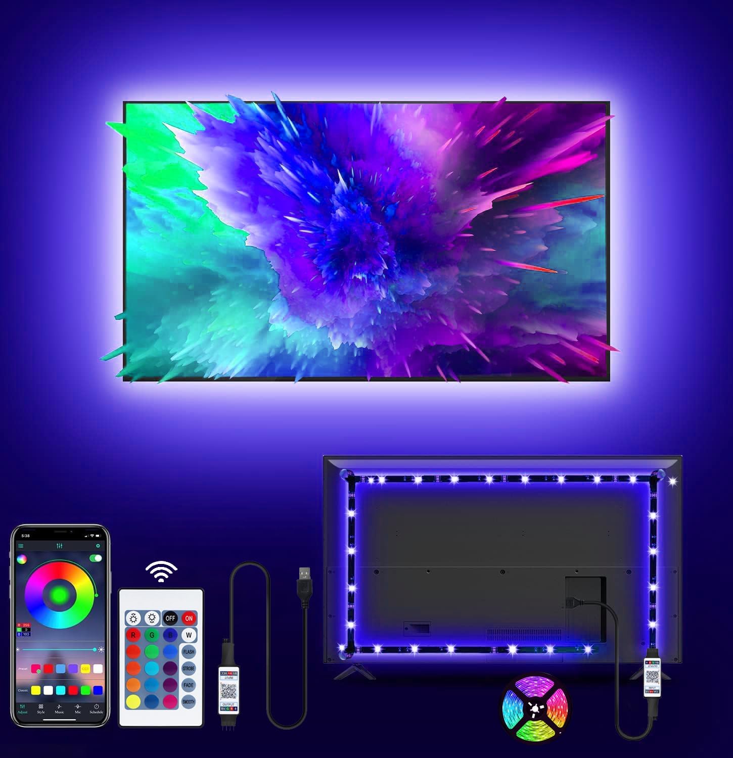 Ilumina tu espacio con la innovadora Tira LED RGB de 5M: Control Bluetooth y Sincronización de Música