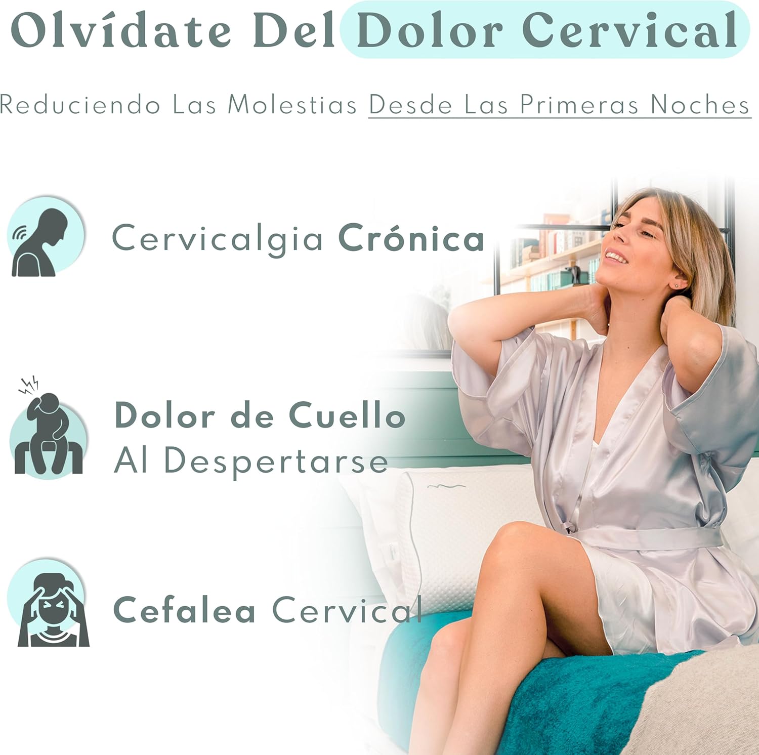 Imagen del producto - Almohada cervicales y Cuello Ajustable - Almohada Cervical para Personas Que Duermen de Lado o Boca Arriba - Almohada antironquidos - Almohadas cervicales para Dormir - Almohada ergonómica