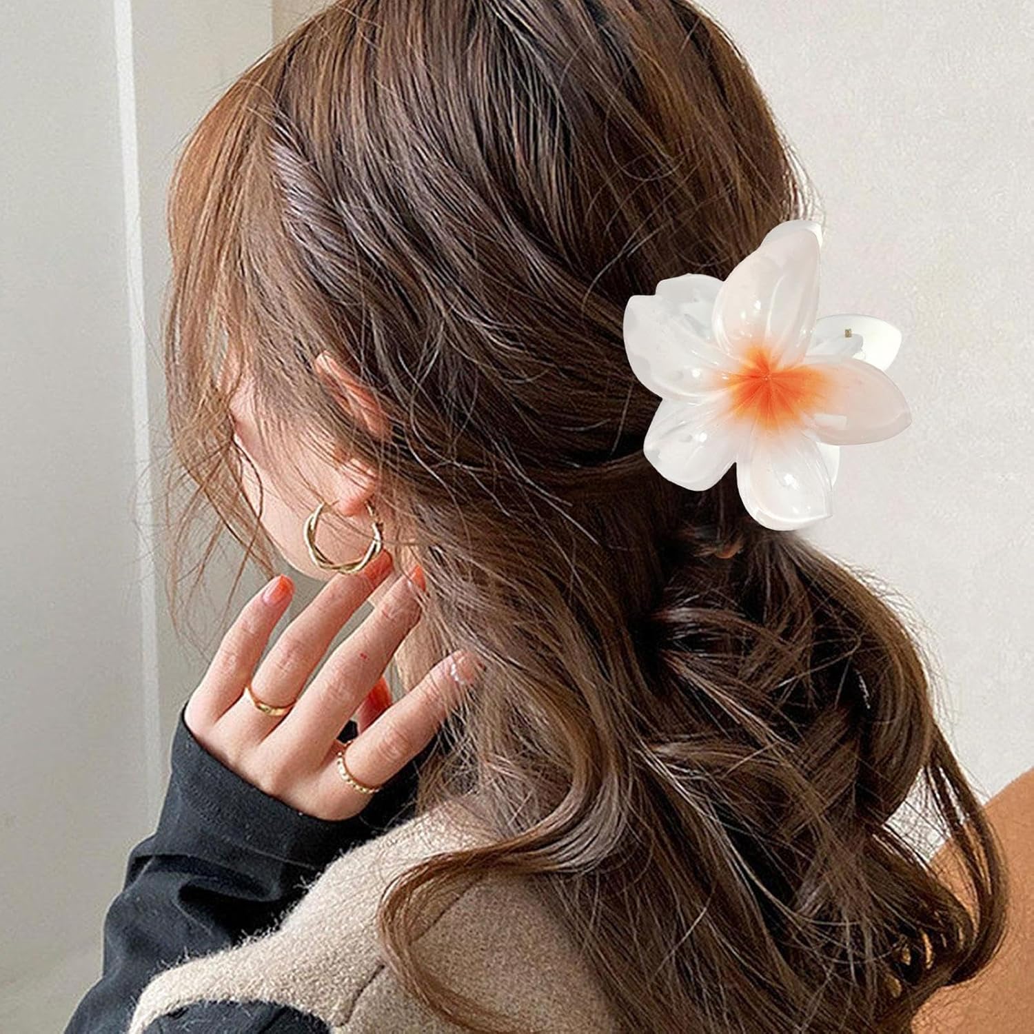 Imagen del producto - Pinza Para El Pelo De Flores - Pinza Para El Pelo Frangipani 3D 2024 | Pinzas Para El Pelo Multifuncionales Con Flores De Plumeria | Pinzas Para El Cabello De Flores Hawaianas Para Mujeres