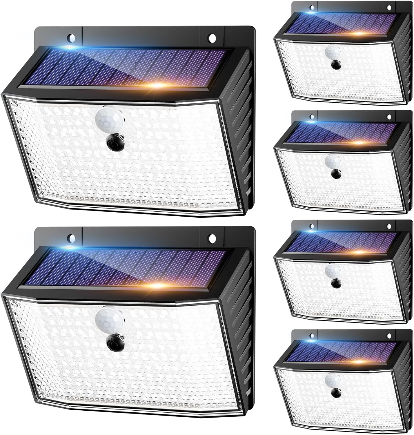 nipify Luz Solar Exterior con Sensor de Movimiento - Paquete de 6 con 168 LED, IP65 Impermeable