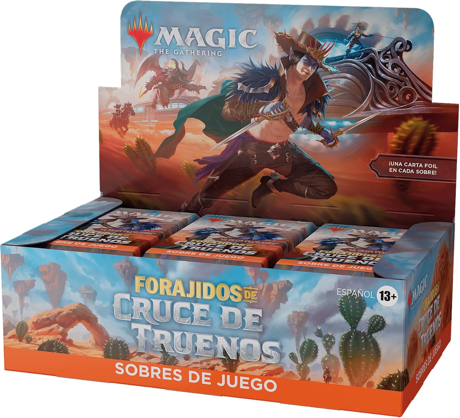 Imagen del producto - Magic The Gathering Mazo de Commander de Forajidos de Cruce de Truenos, Rápida y letal (mazo de 100 Cartas, sobre de coleccionista con 2 Cartas de Muestra + Accesorios) (Versión en Español)