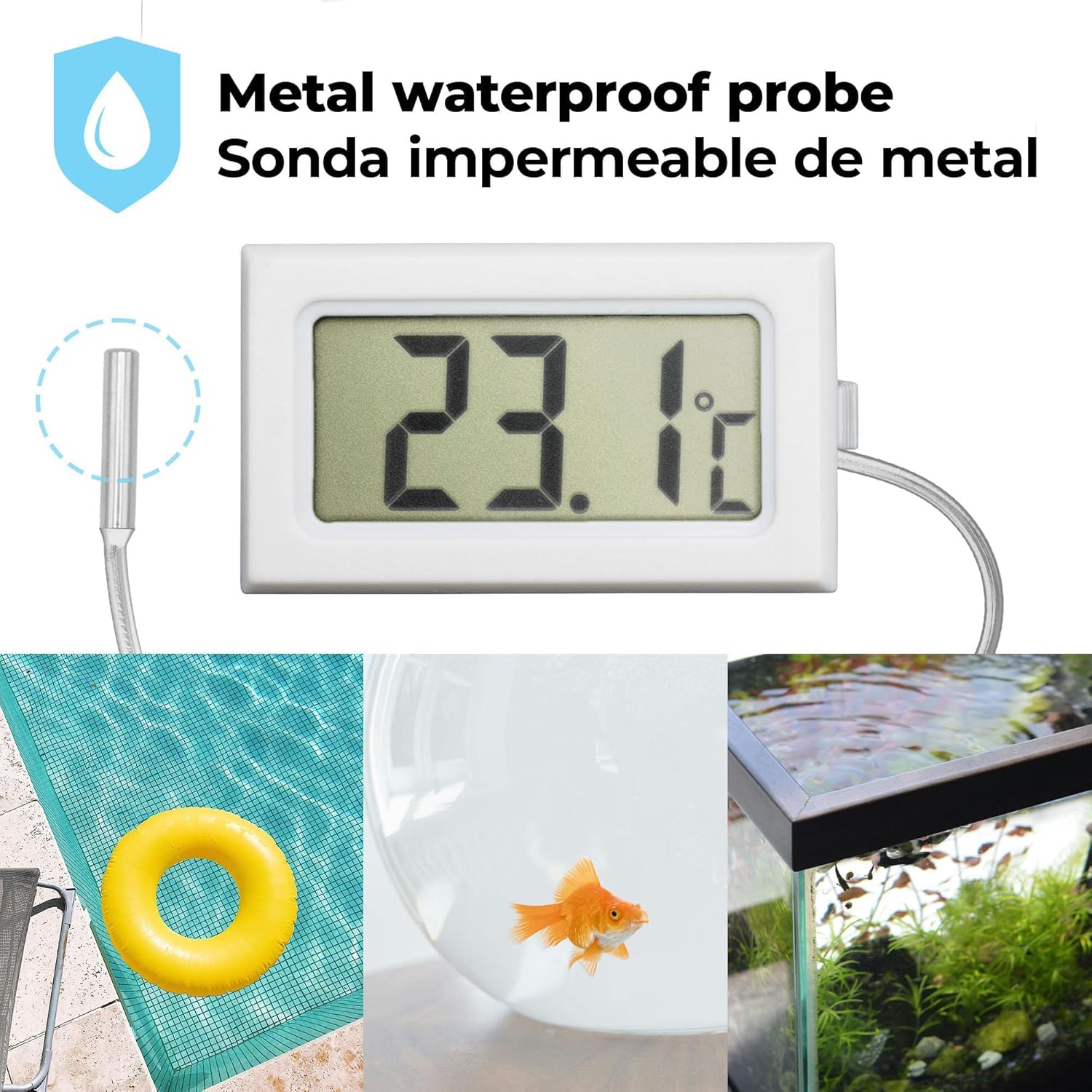 Imagen del producto - CHEFINLUX Mini Termometro Digital | Sonda incluida | Pack de 4 | Ideal Para Cocina - Nevera - Acuario - Exterior - Interior | Termometro Cocina | Termometro Digital Casa (NEGRO)