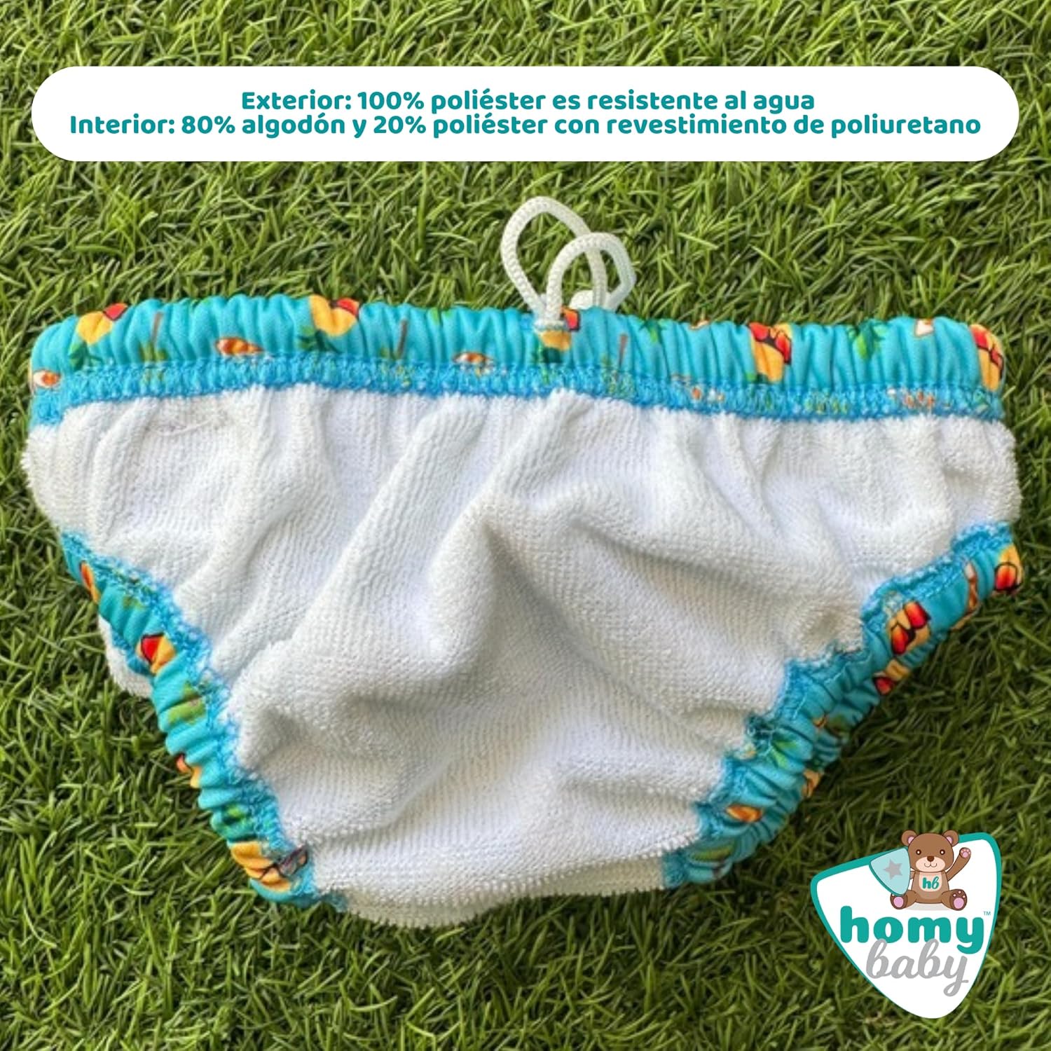 Imagen del producto - HOMYBABY® Pañales Bañadores de Tela Reutilizables Bebés - Pañal Bañador Reutilizable y Lavable de Bebé - Desde los 6 meses - Pañal de Nadar - Pantalones de Entrenamiento (Piña, 12-24 meses)