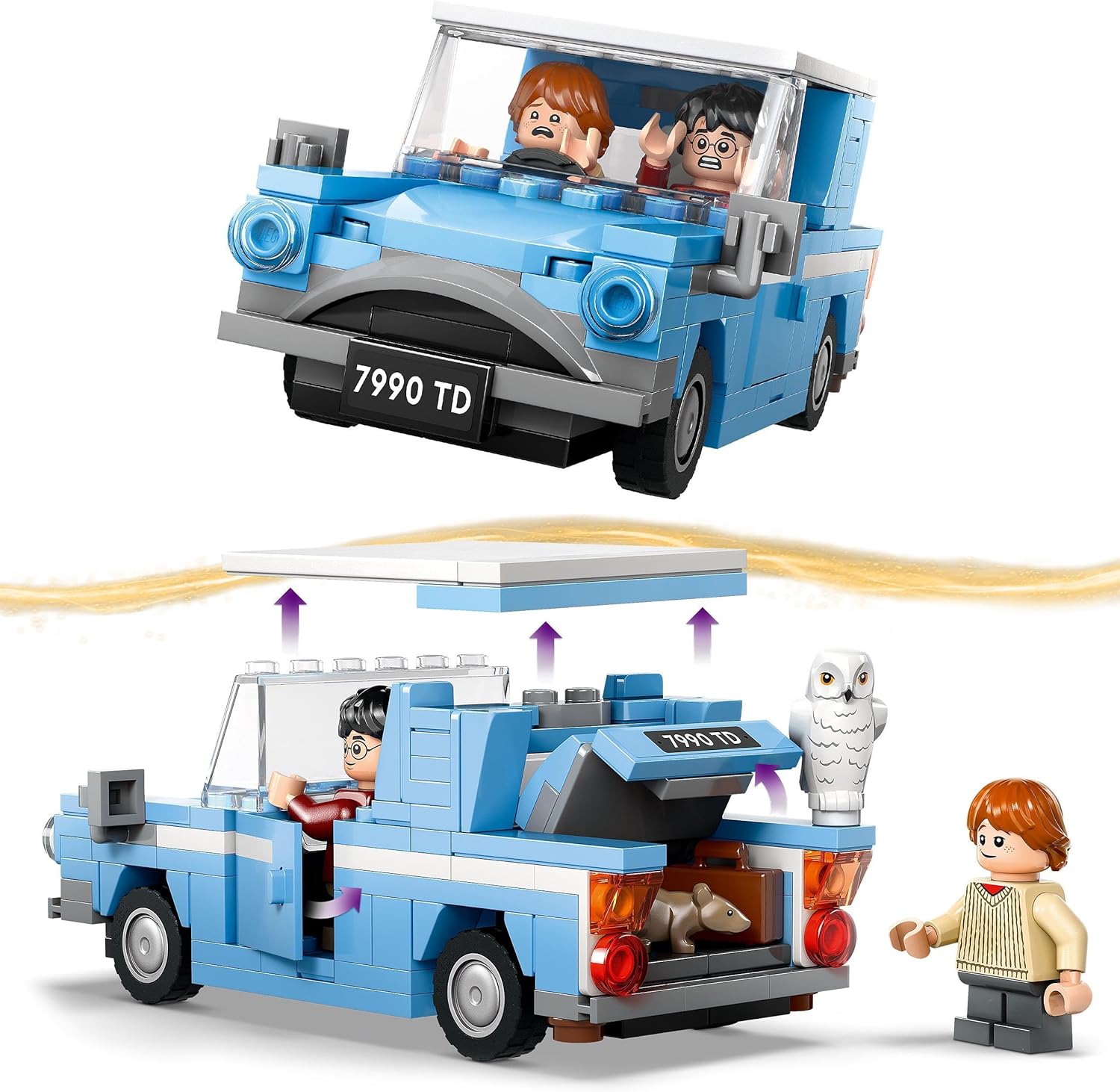 Imagen del producto - LEGO Harry Potter Ford Anglia Volador de Juguete de Fantasía, Juego de Aventuras con Coche de la Familia Weasley, Regalo para Niños, Niñas y Fans de 7 Años o Más, 2 Minifiguras de Personajes 76424