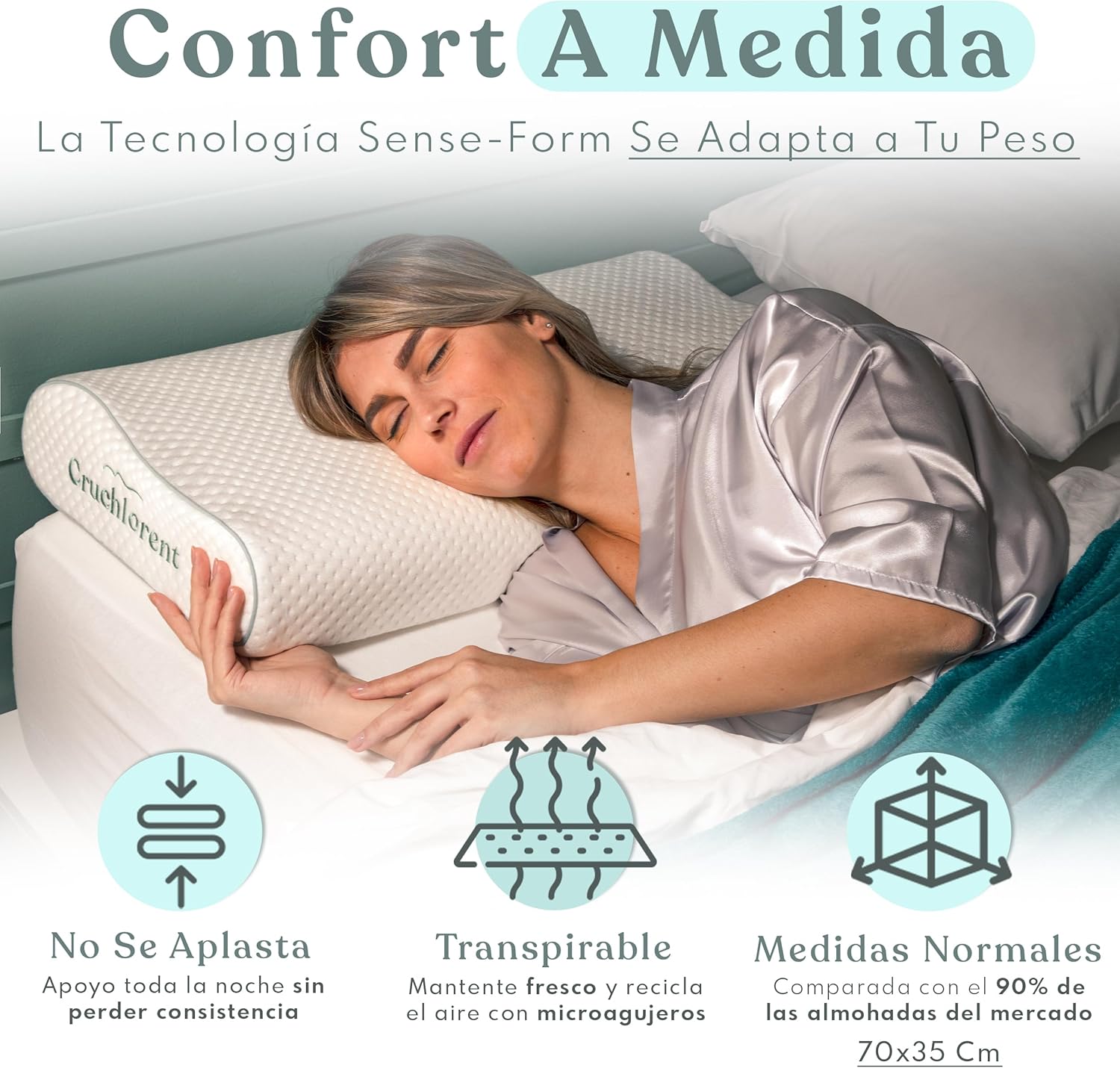 Imagen del producto - Almohada cervicales y Cuello Ajustable - Almohada Cervical para Personas Que Duermen de Lado o Boca Arriba - Almohada antironquidos - Almohadas cervicales para Dormir - Almohada ergonómica