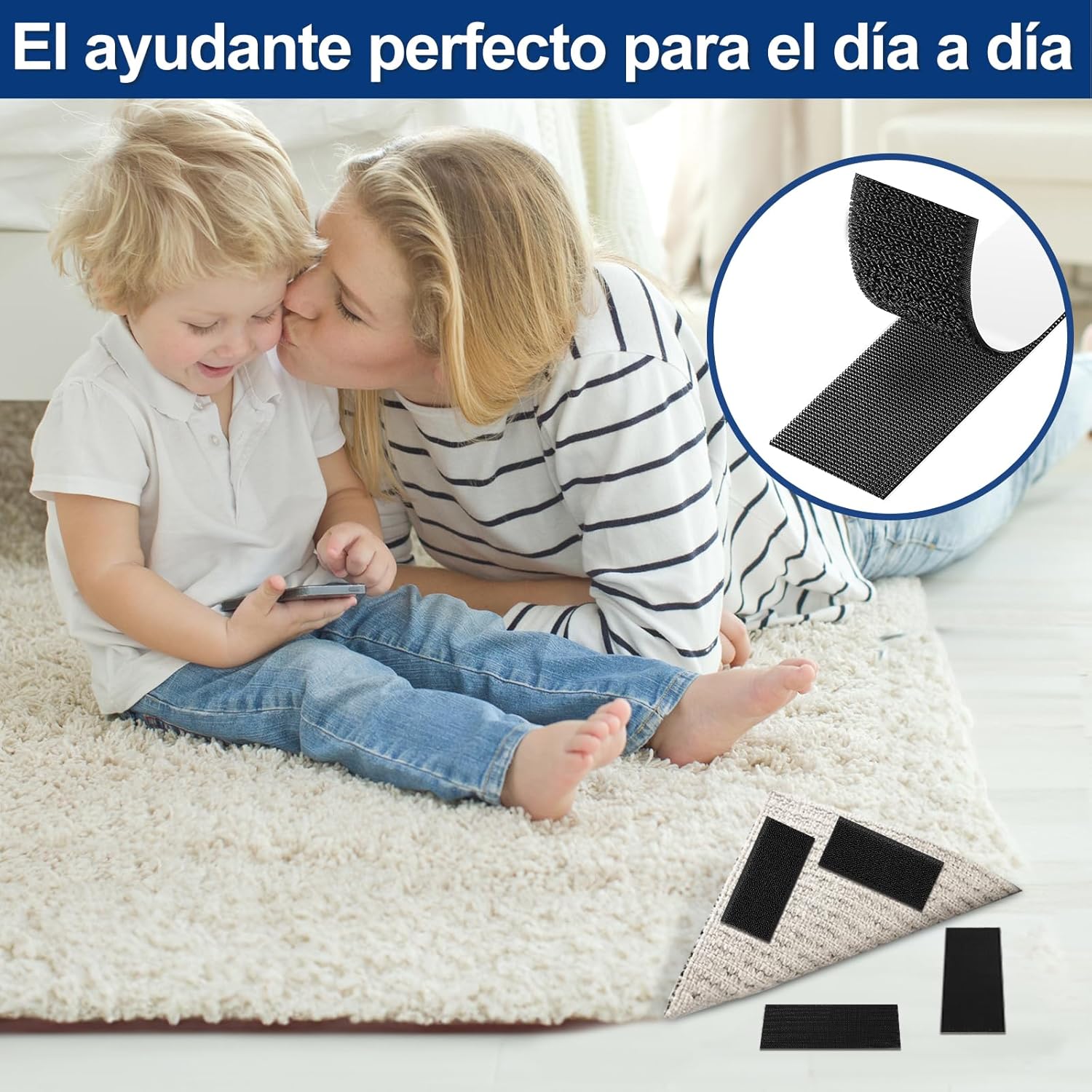 Imagen del producto - AOLLEN 10 Piezas Belcro Adhesivo Doble Cara Fuerte 50mm x 100mm, Belcro Adhesivo Fuerte Hook y Loop Auto Adhesivo, Cinta Doble Cara Para Mosquiteras, Pared, Puerta, Metal, Vidrio(Negro)