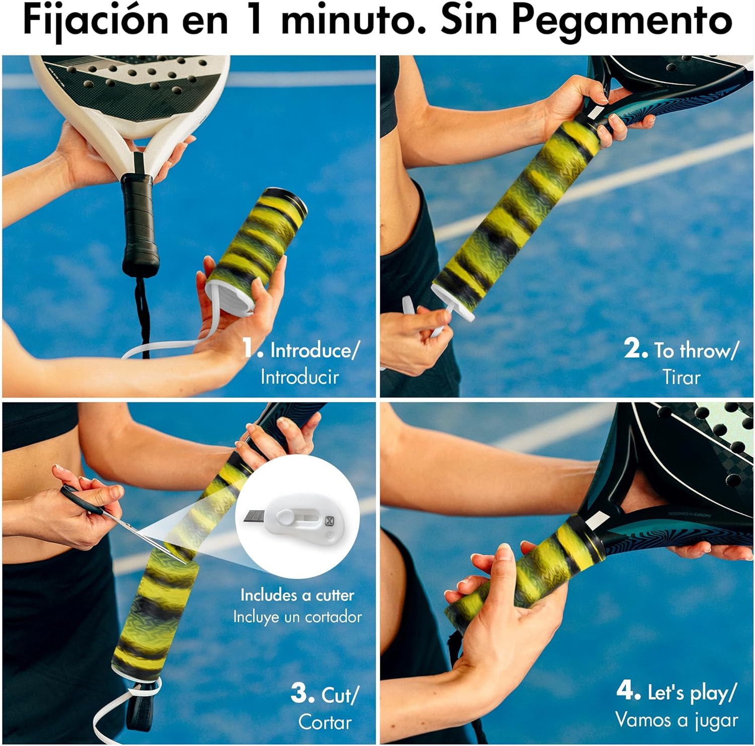 Imagen del producto - HELIX PRO GRIP Padel. Duración x10 Tecnología Antisudor Premium 1 Minuto en Aplicar Overgrips Padel Grip Tenis Padel Accesorios Hexacore Apto para Bádminton Squash Bicicleta