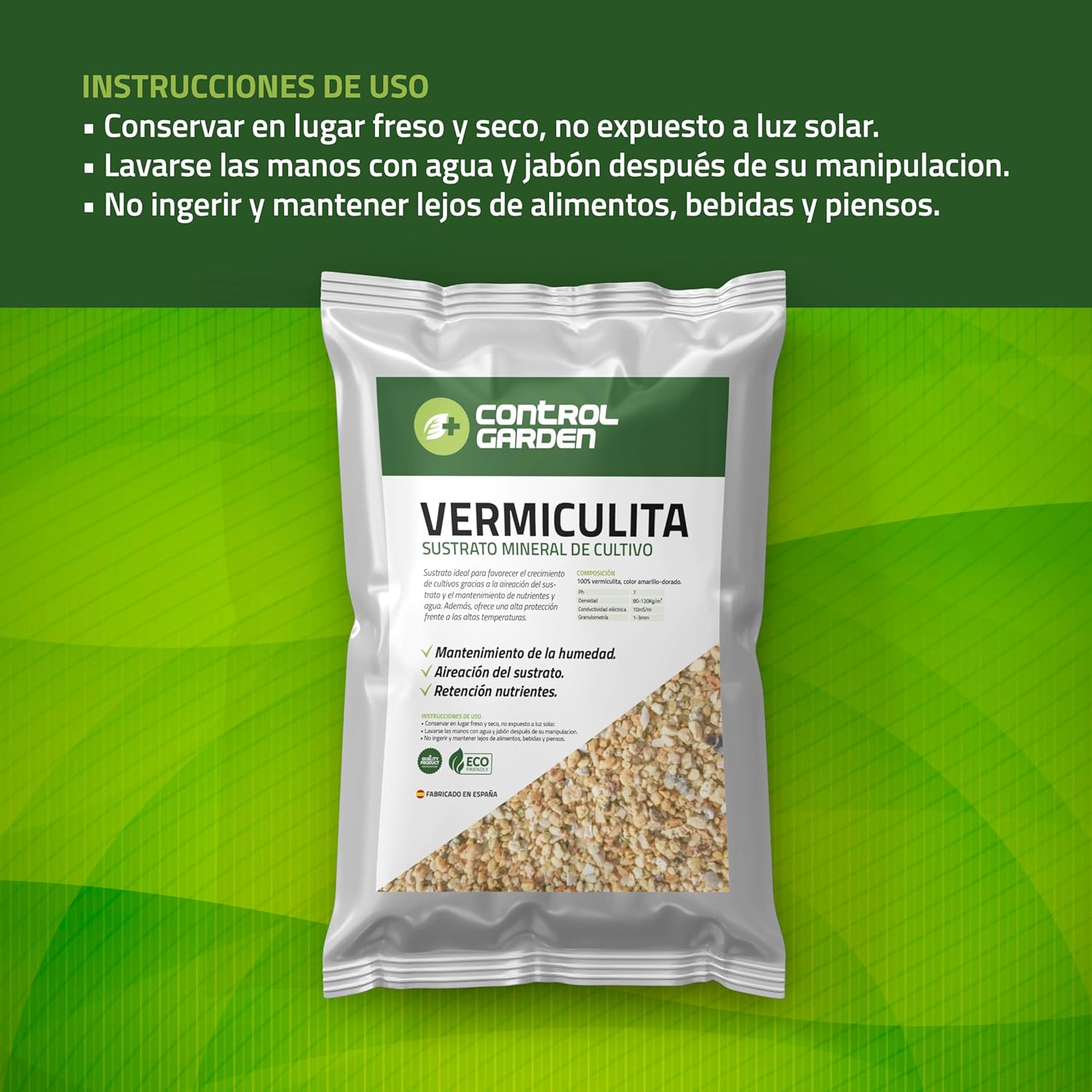 Imagen del producto - Control Garden Pack Perlita 10L + Vermiculita 10L | Sustrato para Plantas y Cultivos Interior y Exterior | Fabricado en España