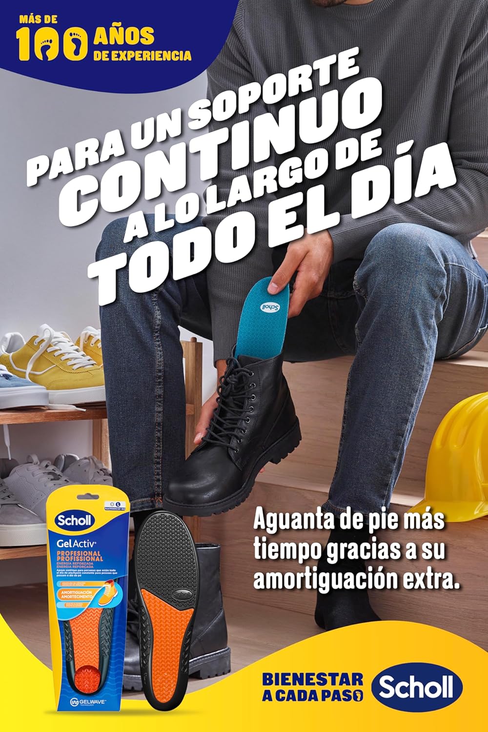 Imagen del producto - Scholl Plantillas GelActiv Profesional para Hombre - Para botas y calzado de trabajo - Comodidad todo el día, absorción de impactos y agradable amortiguación con tecnología GelWave - Talla 40-46,5