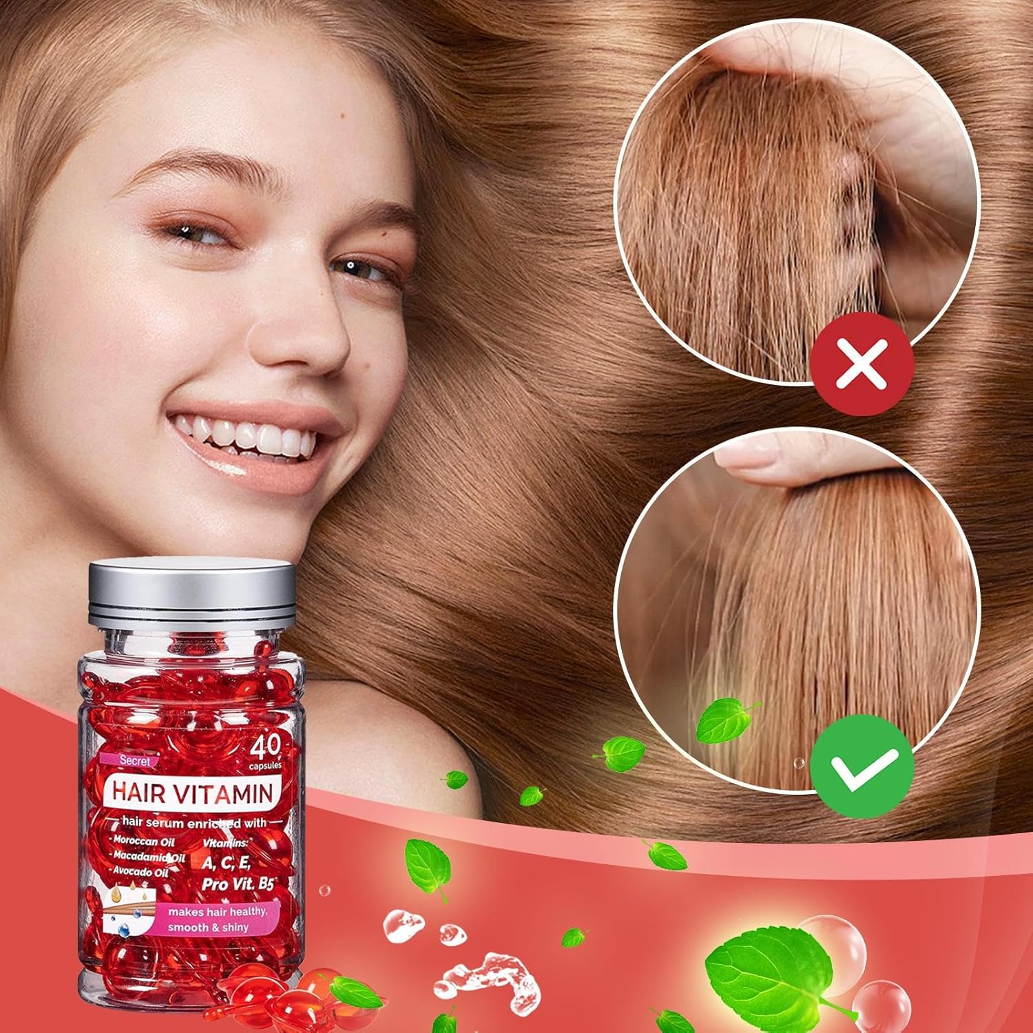 Imagen del producto - Bali Hair Vitamin, Hair Serum Tratamiento para tu Cabello, Bali Hair Vitaminas Cápsulas Para el Cabello, Aceite Pelo Reparador para Cabello Seco y Dañado Encrespado