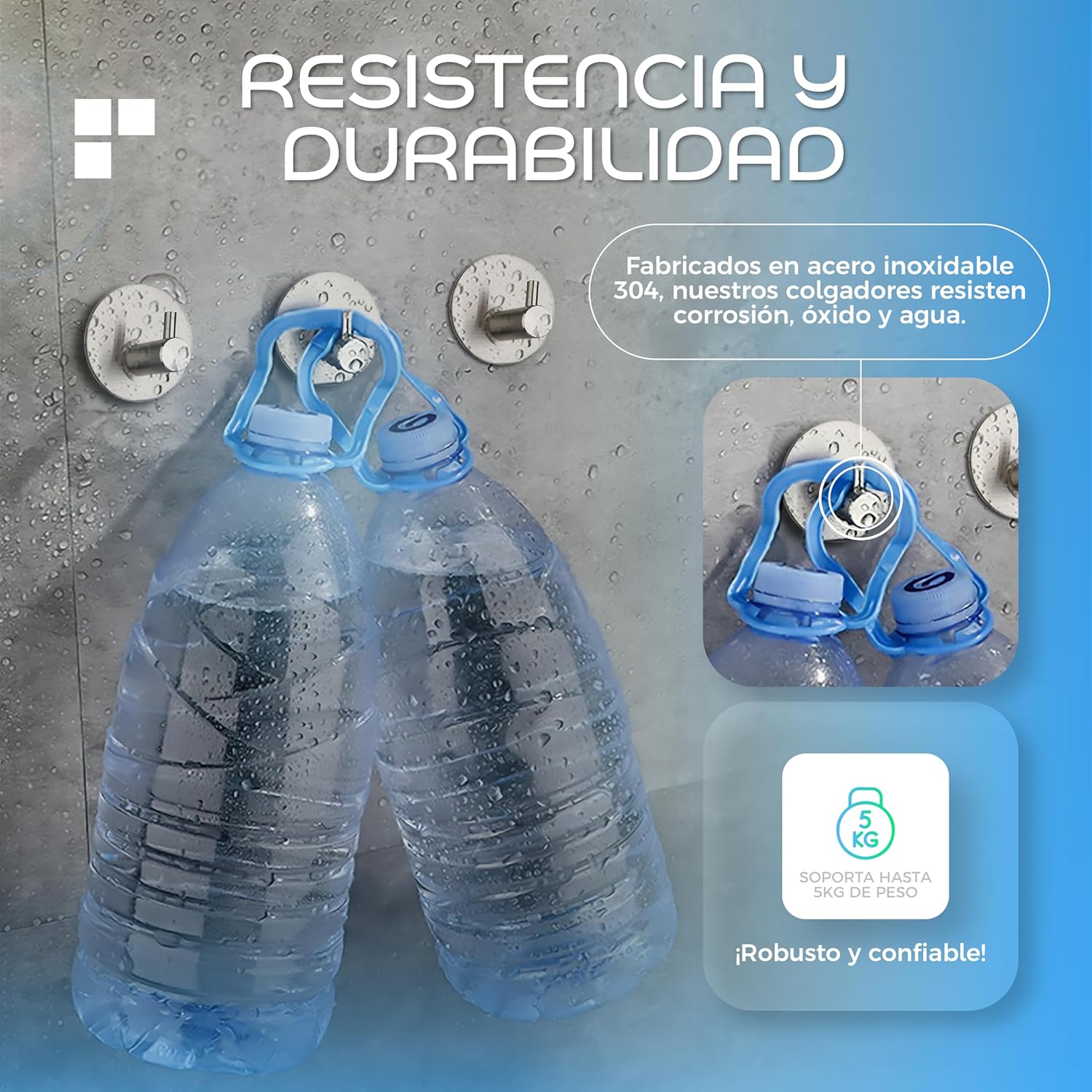 Imagen del producto - houskitch Ganchos Adhesivos Para Pared,5 Colgadores Adhesivos Resistentes, Perchas Adhesivas Para Baño o Cocina, Ganchos de Acero Inoxidable, Colgador de Pared Adhesivo, Resistencia y Durabilidad