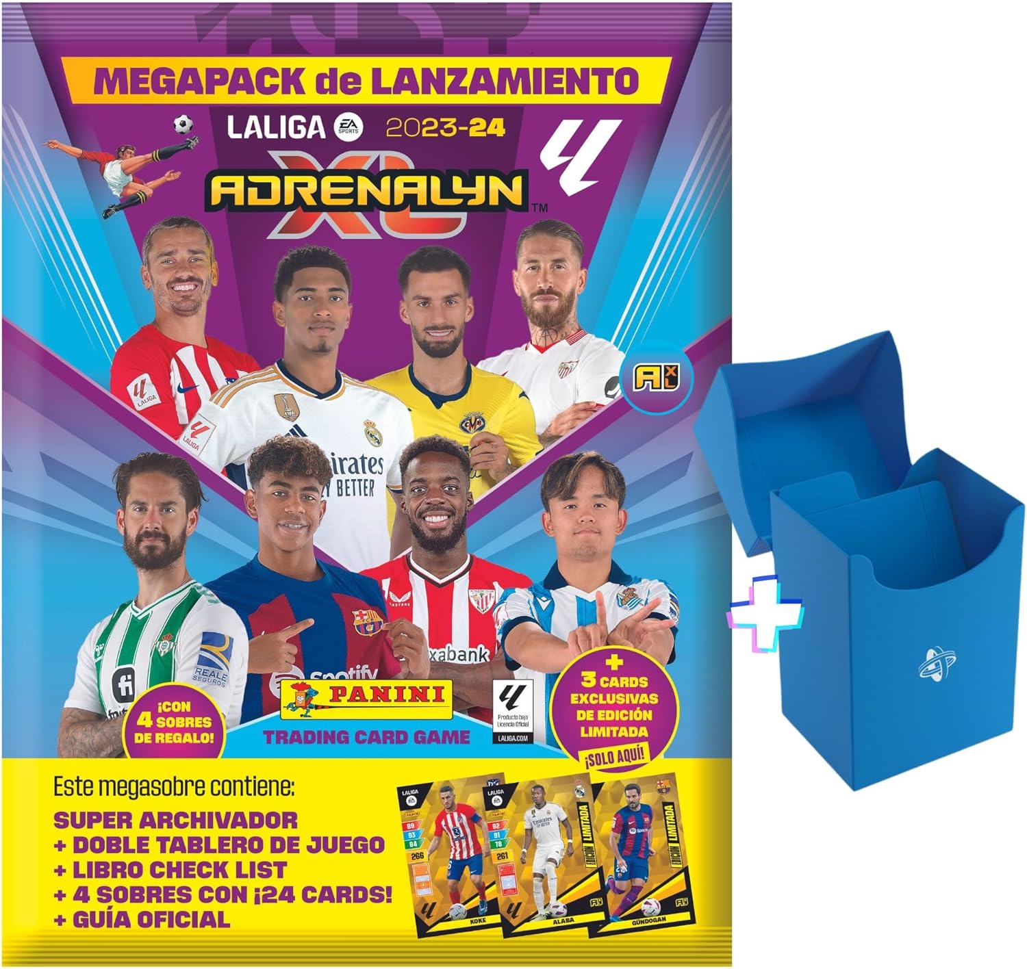 Megapack Adrenalyn 2023-2024: Cromos de Futbol Panini con Sobres Adicionales y Caja Regalo