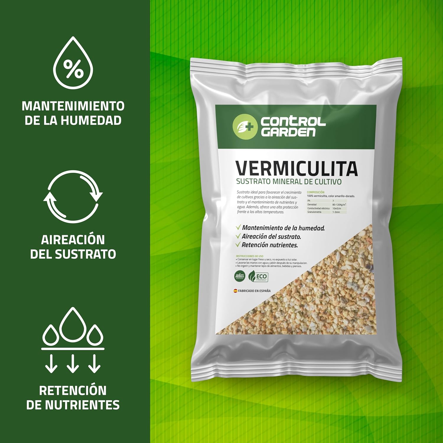 Control Garden Pack Perlita y Vermiculita 10L | Sustrato Premium para Plantas de Interior y Exterior | Hecho en España