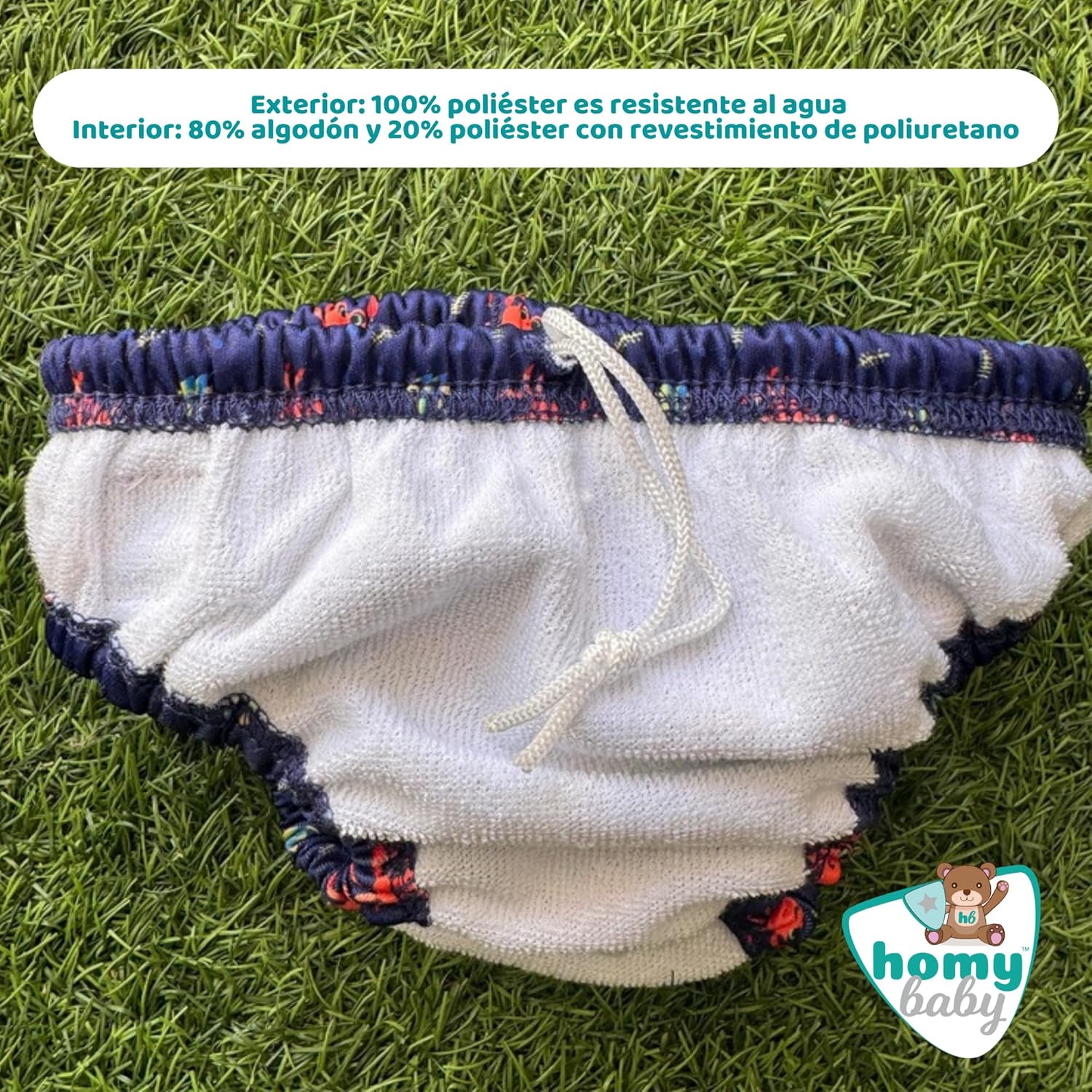 Imagen del producto - HOMYBABY® Pañales Bañadores de Tela Reutilizables Bebés - Pañal Bañador Reutilizable y Lavable de Bebé - Desde los 6 meses - Pañal de Nadar - Pantalones de Entrenamiento (Cangrejo, 12-24 meses)