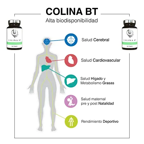 Bestme Lab Colina BT | Bitartrato de Colina Activa | Nootrópico 100% Natural + Concentración + Memoria | Reparación Celular | Nutriente Esencial Precursor de la Acetilcolina, 250mg 60 Cápsulas