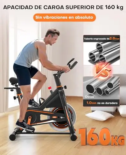 Bicicleta Estatica, Bici Estatica Profesional DMASUN con Mayor Resistencia Magnética, Más Silenciosa, Cómoda y Estable, Capacidad de Carga de Hasta 160 kg (Funda Sillin Bicicleta Estatica Incluida)