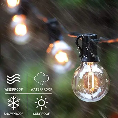 Bomcosy Guirnaldas luminosas de exterior Regulable, Guirnaldas Luces Exterior de Control Remoto, 30M/50+2 LED, 4 Modos Cadena de Luces IP45 Impermeable para Jardín, Navidad, Terraza, Patio, Fiestas