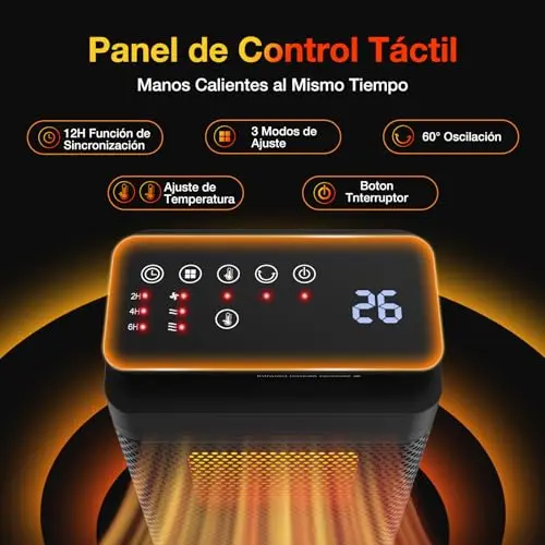 Calefactor Bajo Consumo - 1500W Calefactor Baño,PTC Calentador de 3 Modos,Temporizador 24h,60° Oscilación,Control Remoto,Protección Contra Sobrecalentamiento y Vuelco,para Baño Habitación Salón