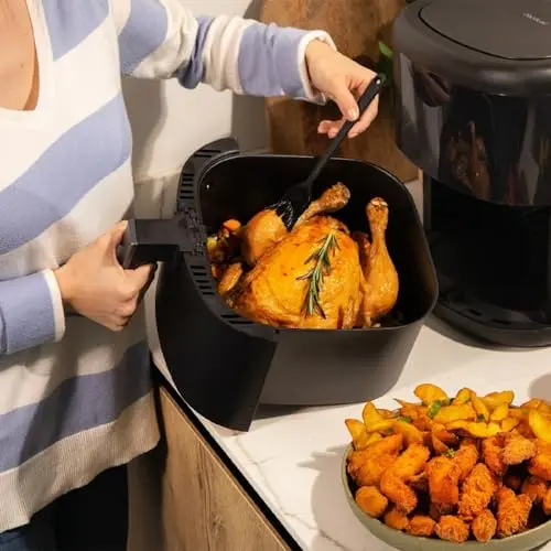 Cecotec Freidora de Aire de 6L sin Aceite con Accesorios Cecofry Bombastik 6000 Full, Air Fryer. 1700W, Tecnología PerfectCook, Regulación de Temperatura y Tiempo, Control Táctil, 12 Modos, Negro