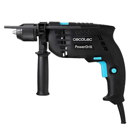 Cecotec Taladro Eléctrico Percutor PowerDrill 850 EasyAdjust. 850W, 46000 impactos por minuto, 4800 rpm, Cable extralargo 3m, Mandril portabrocas sin llave 13mm diámetro, Totalmente equipado