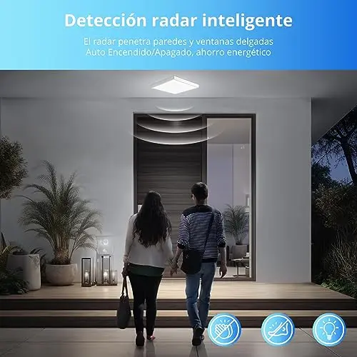 Combuh Plafón LED con Sensor de Movimiento Radar, 28W 2800LM Ø30CM Lampara de Techo con Sensor Crepuscular, 3000K/4000K/6000K Ultra Delgado Cuadrada Plafones para Pasillos Escaleras Garaje Balcón