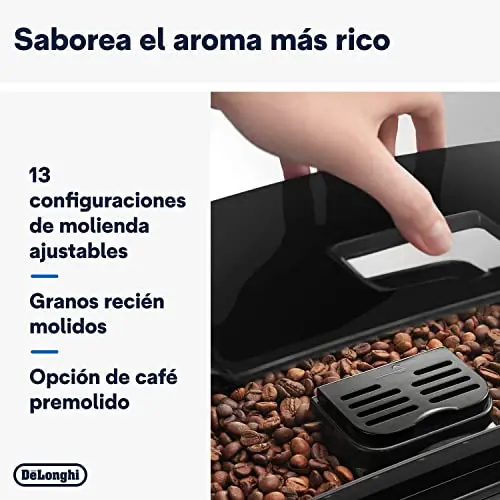 De'Longhi Magnifica S ECAM11.112.B, Cafetera Superautomática con Boquilla para Leche, Cafetera Espresso del Grano a la Taza con 2 Recetas One-Touch, Panel de Control Soft-Touch, 1450W, Negro