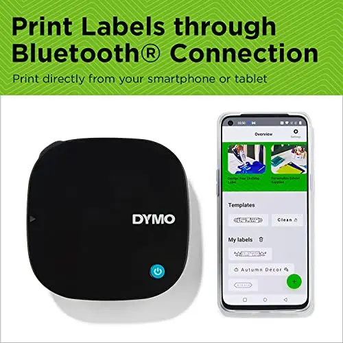 DYMO Etiquetadora LetraTag 200B Bluetooth | Impresora de etiquetas compacta | Se conecta mediante tecnología inalámbrica Bluetooth a iOS y Android | Incluye 3 cintas de etiquetas
