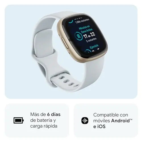 Fitbit Sense 2,Blue Mist/Soft Gold Smartwatch, Unisex-Adult, Azul Niebla/Aluminio Oro Suave, One Size