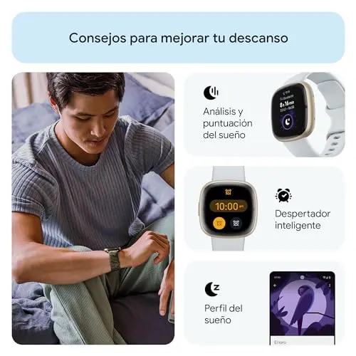 Fitbit Sense 2,Blue Mist/Soft Gold Smartwatch, Unisex-Adult, Azul Niebla/Aluminio Oro Suave, One Size