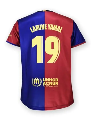 Futbol Club Barcelona Camiseta y Pantalón Lamine Yamal 19 Primera Equipación Temporada 2024/2025 - Réplica Oficial con Liciencia - Niño (FR/ES, Edad, 12 años, Regular, Azulgrana)