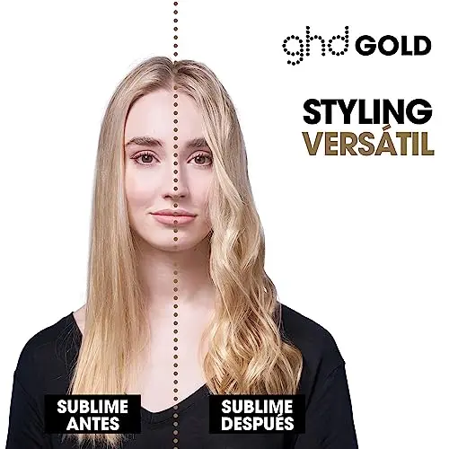 ghd gold - Plancha de pelo profesional para alisar, rizar y crear ondas, temperatura óptima de peinado 185ºC, tecnología dual-zone, negro