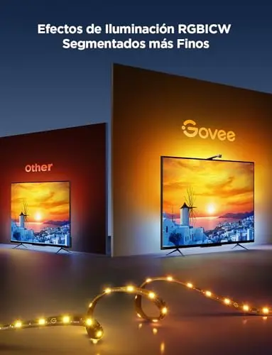 Govee Luces LED TV Retroiluminación 3 Lite con Fish-Eye Función, WiFi RGBICW de 3,6 M con Cámara, 4 Colores en 1 Lámpara, Tira LED adecuado para TV de 55 a 65 pulgadas, Control por Voz y Aplicación