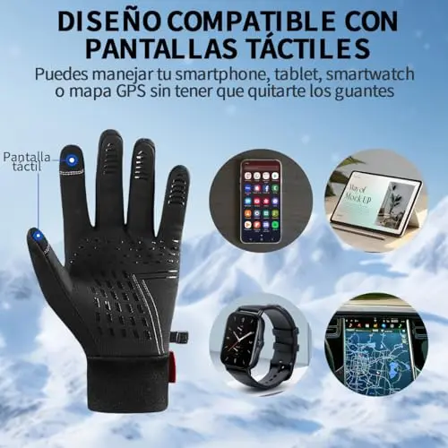 Guantes Invierno,Guantes Ciclismo,Guantes de Pantalla Táctil Impermeable,Guantes Cálido,Adecuado para Correr,Conducir,Andar en Bicicleta,Escalar Rocas,Al Aire Libre,Circunferencia de la mano 18~22 cm