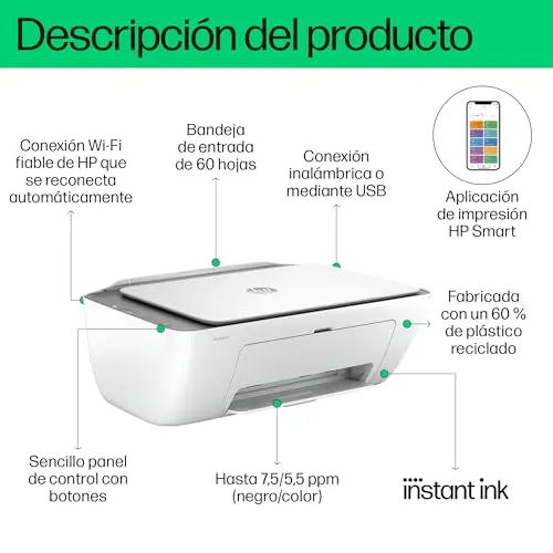 HP DeskJet 2820e - Impresora Multifunción, 3 meses de impresión Instant Ink con HP+