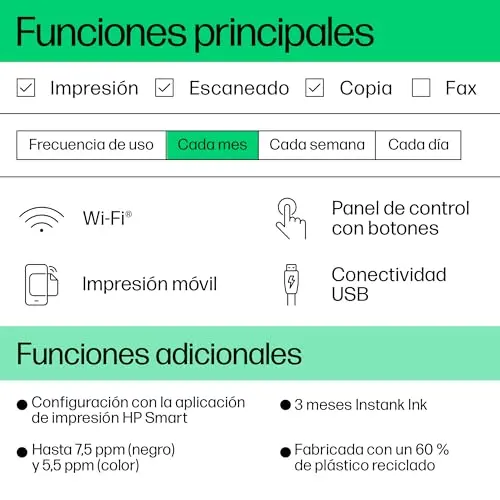 HP DeskJet 2820e - Impresora Multifunción, 3 meses de impresión Instant Ink con HP+