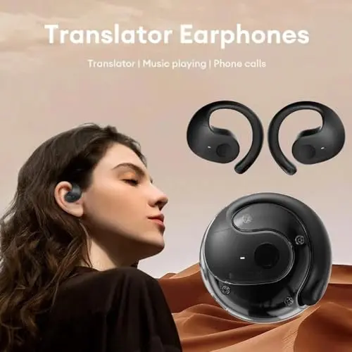 Hy-Undai Hy-T26 Pro Traductor de Idiomas, Auriculares de interpretación simultánea, Admite más de 75 Idiomas Diferentes, Auriculares de traducción en Tiempo Real(Black)