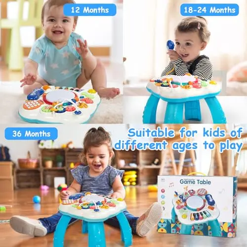 Juguetes Niños 1 Año - Mesa Actividades Bebe 1 Año Juguete Niño con Sonido y Luces Instrumentos Musicales Infantiles Tambor Infantil Piano Bebe 1 Año Juguetes Bebes Regalos Niños Niñas 1 2 3 Años